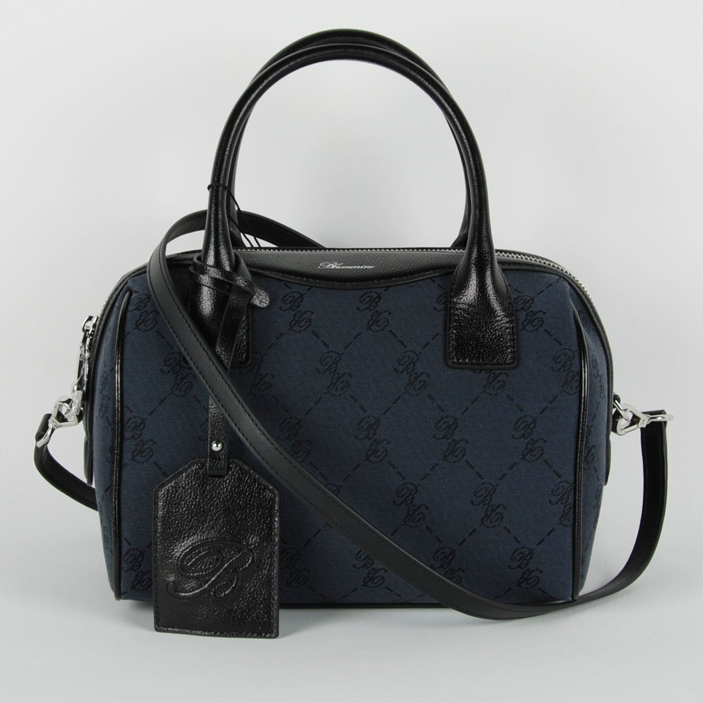 Elegant Black Bowling Style Handbag