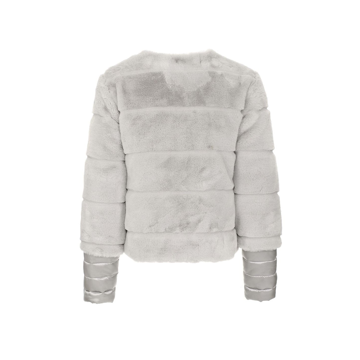Elegant Gray Faux Fur Outerwear