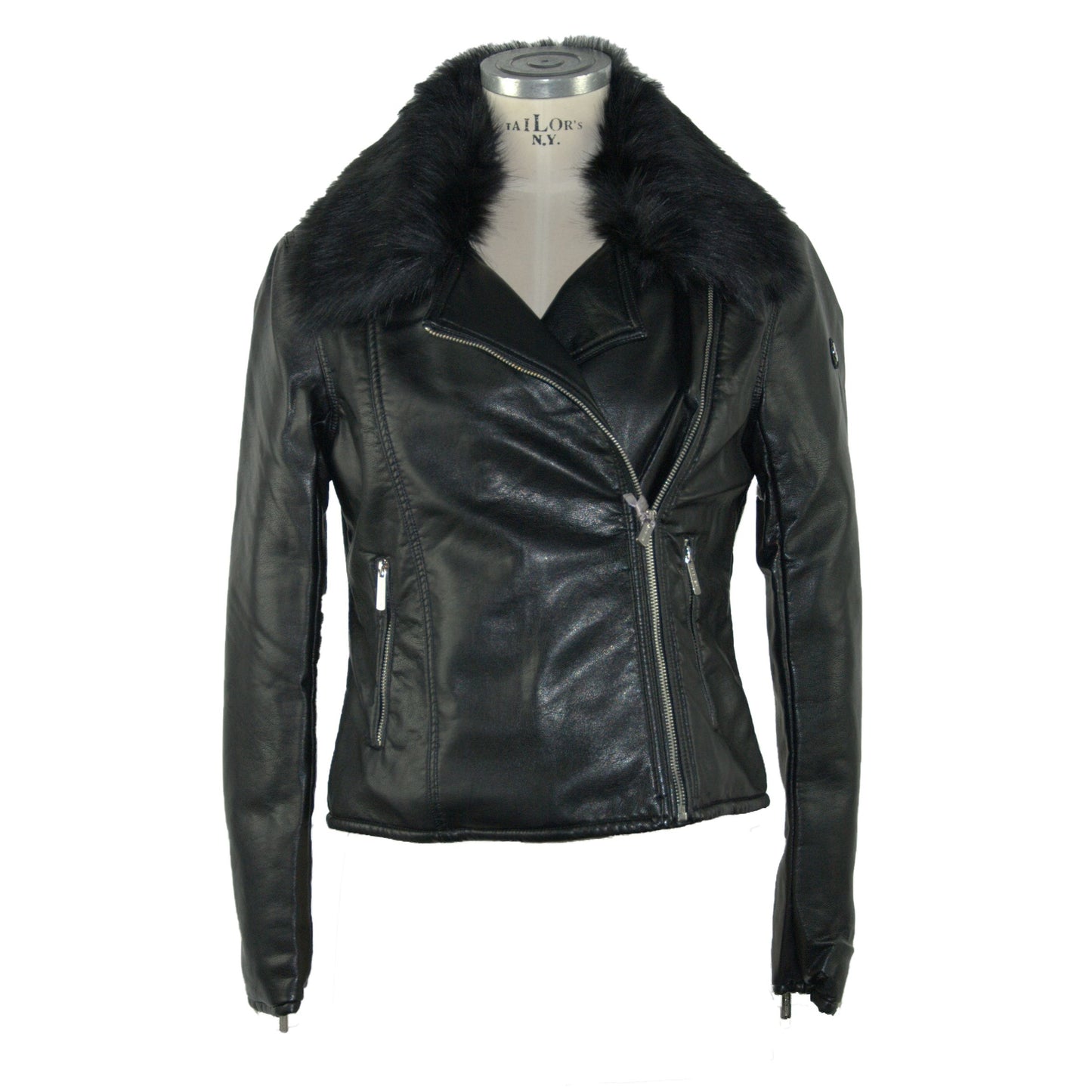 Chic Faux Leather Outerwear in Black
