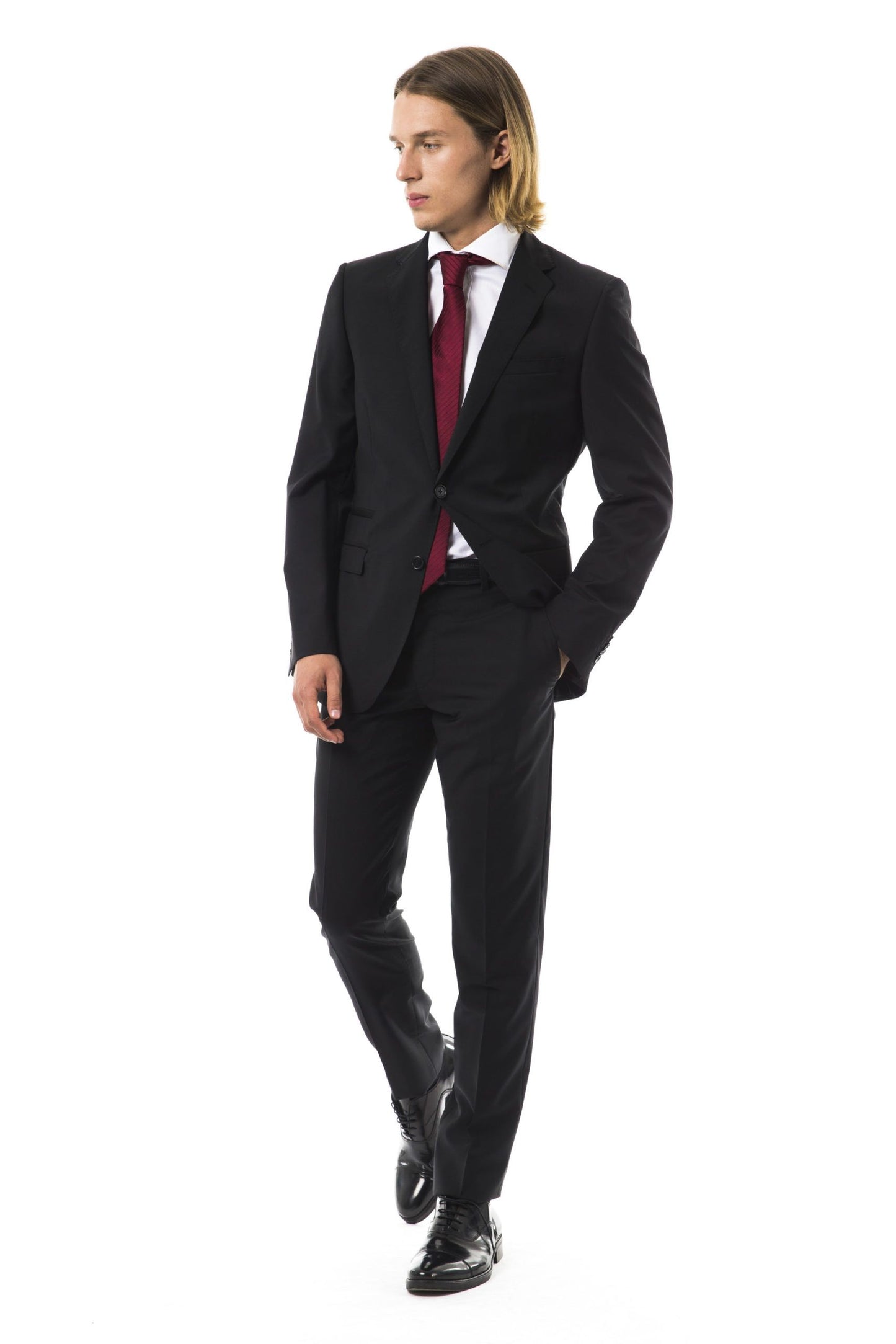 Elegant Slim Fit Wool Suit in Gray
