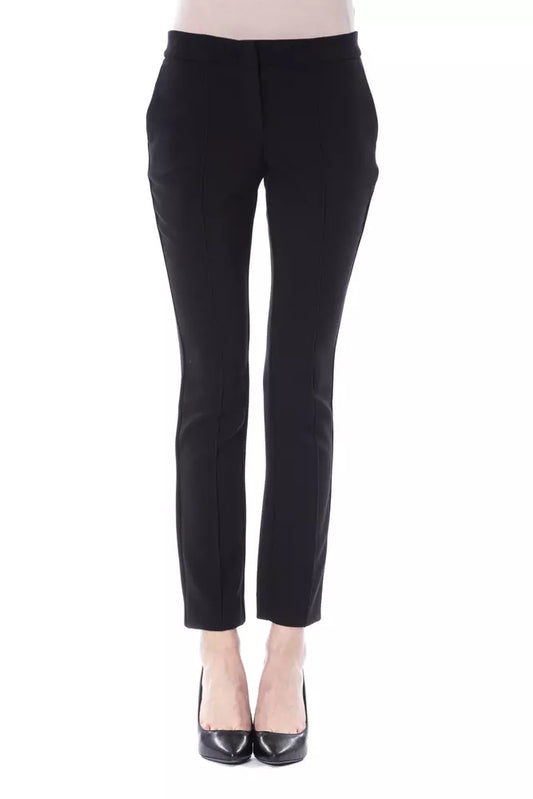 Elegant Black Skinny Pants with Unique Detail