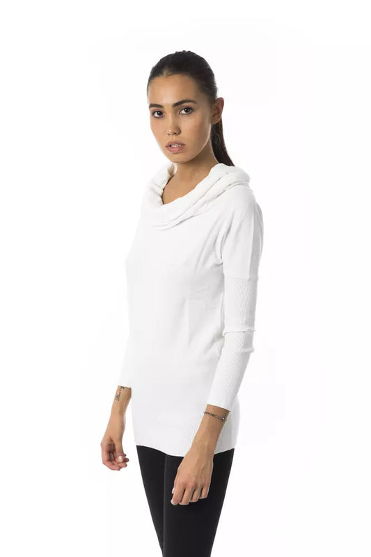 Elegant White Open Collar Pullover