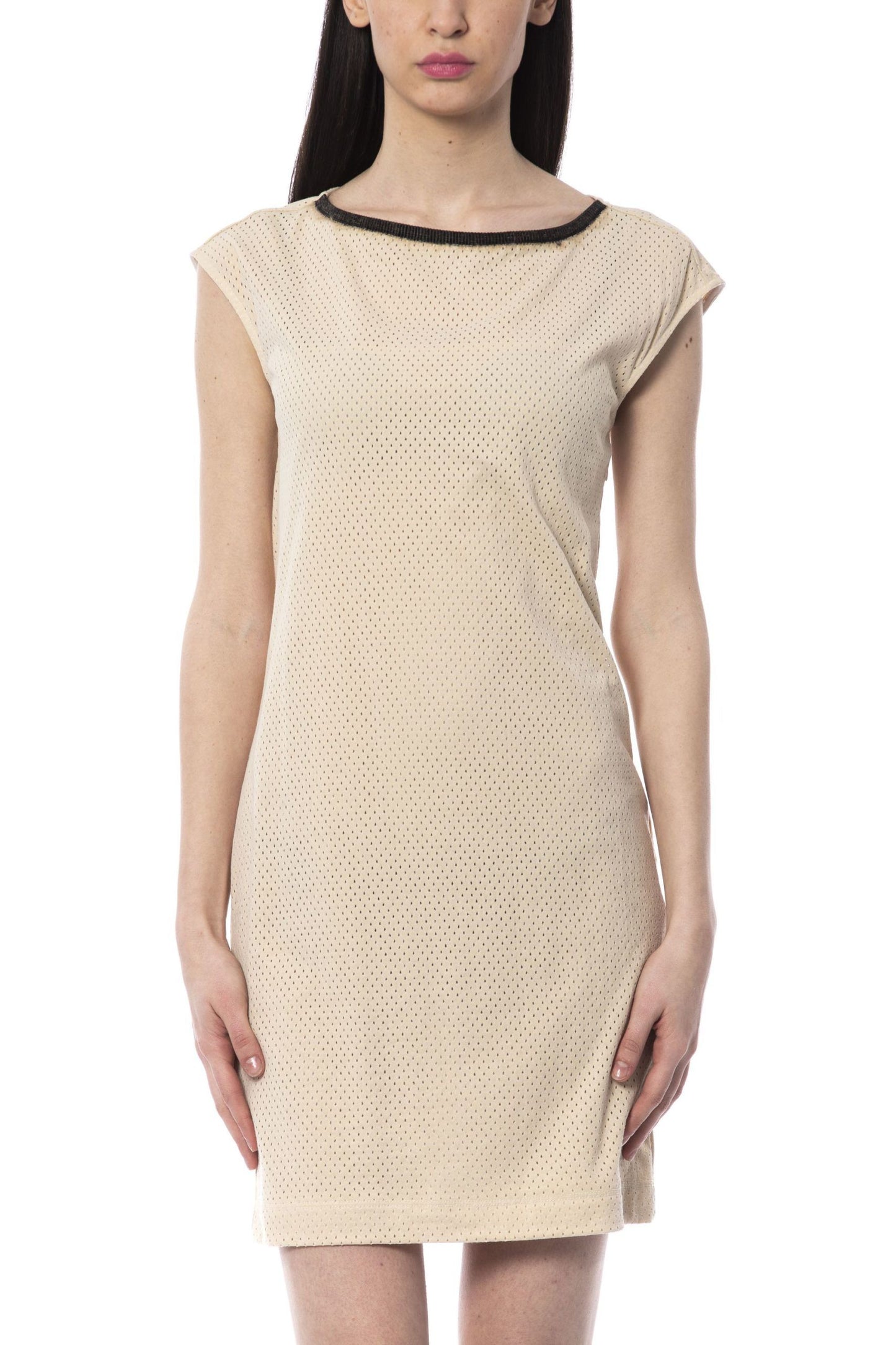 Elegant Beige Sleeveless Short Dress
