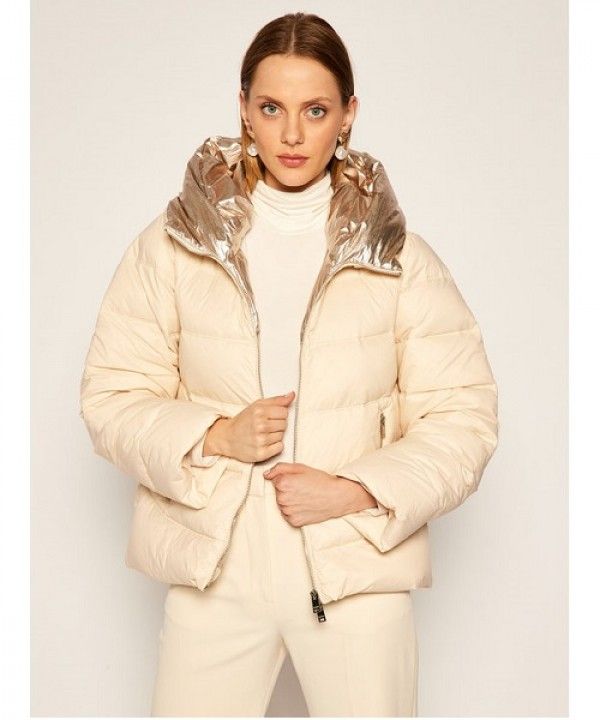 Glamorous Milk & Gold Short Puffer Jacket