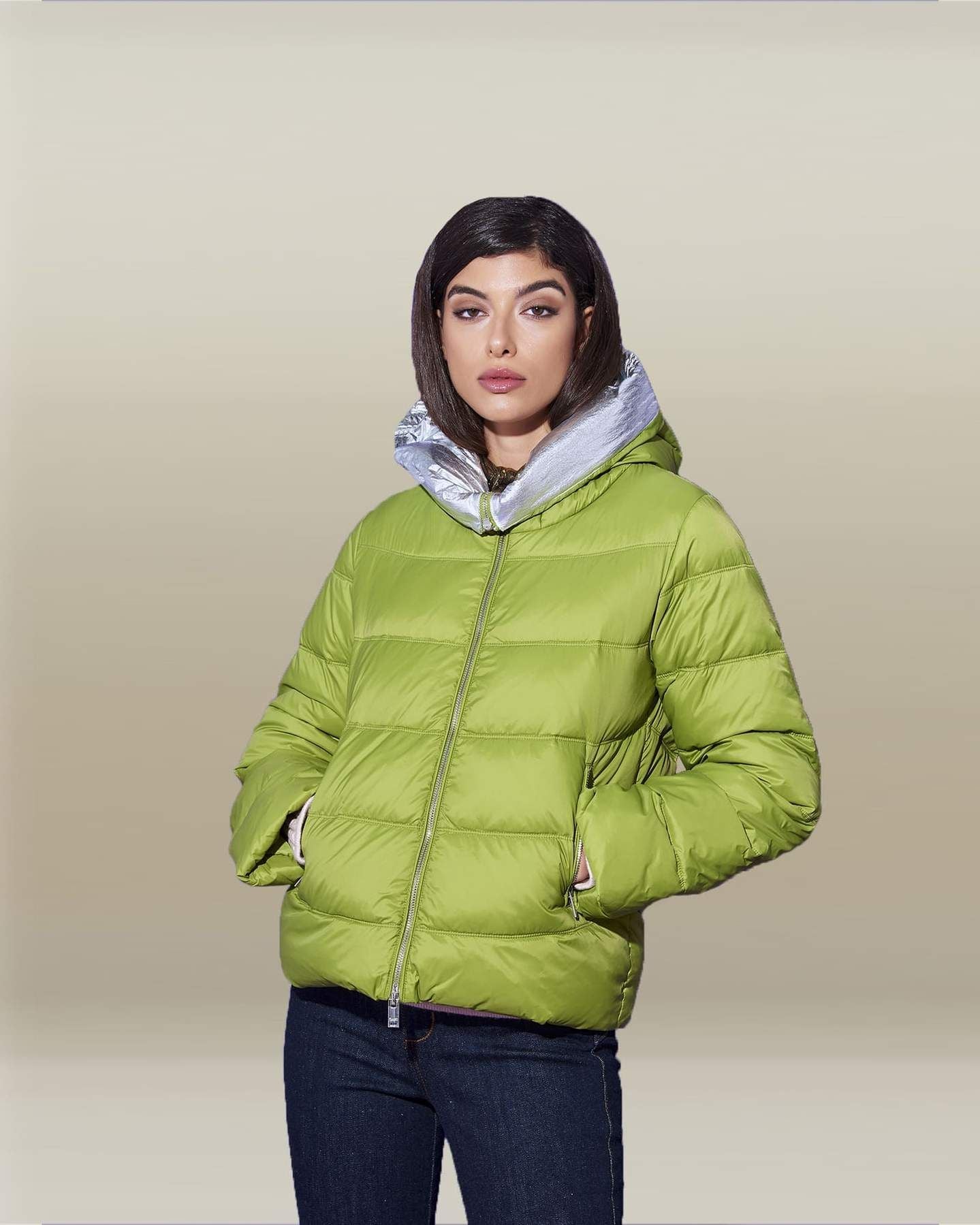 Chic Olive Green Hooded Down Jacket