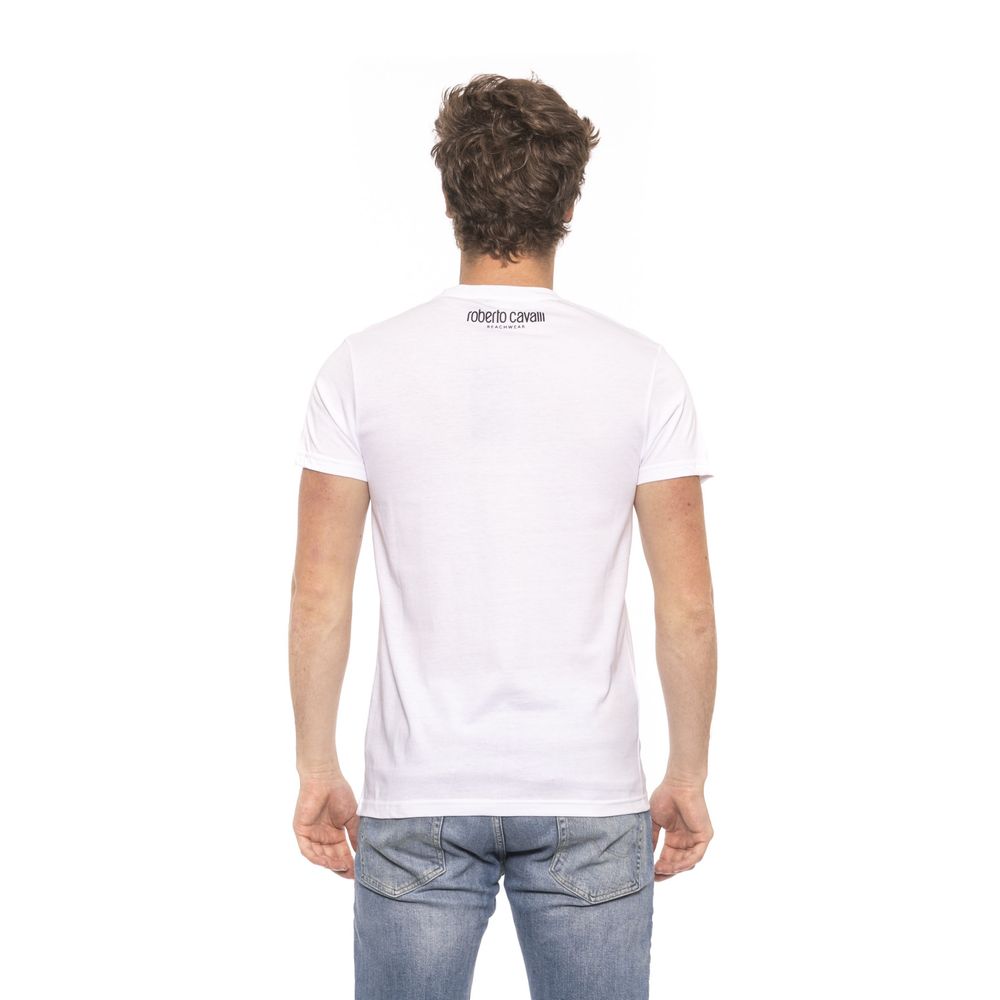Elegant White Cotton Tee with Logo Print