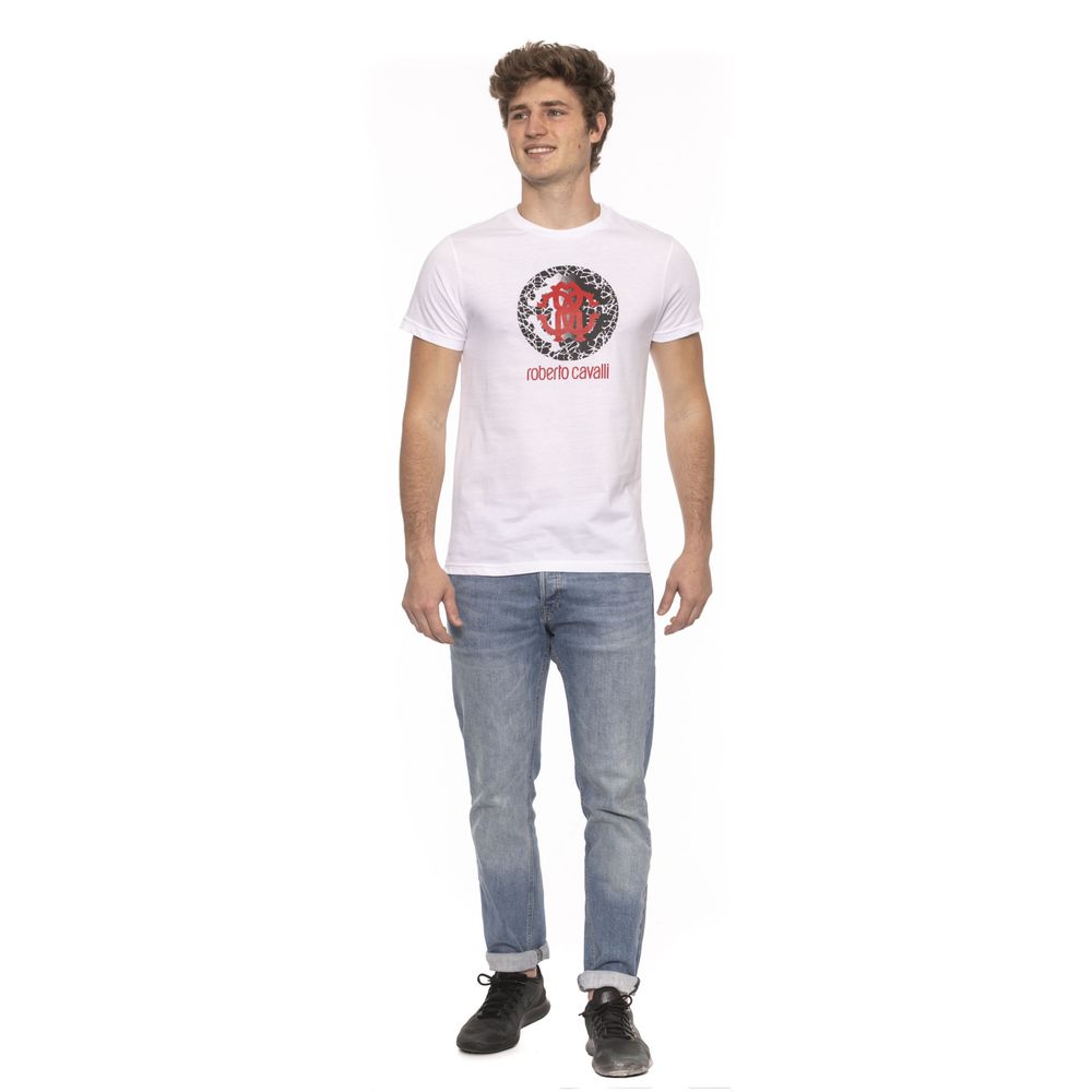 Elegant White Cotton T-Shirt with Logo Print