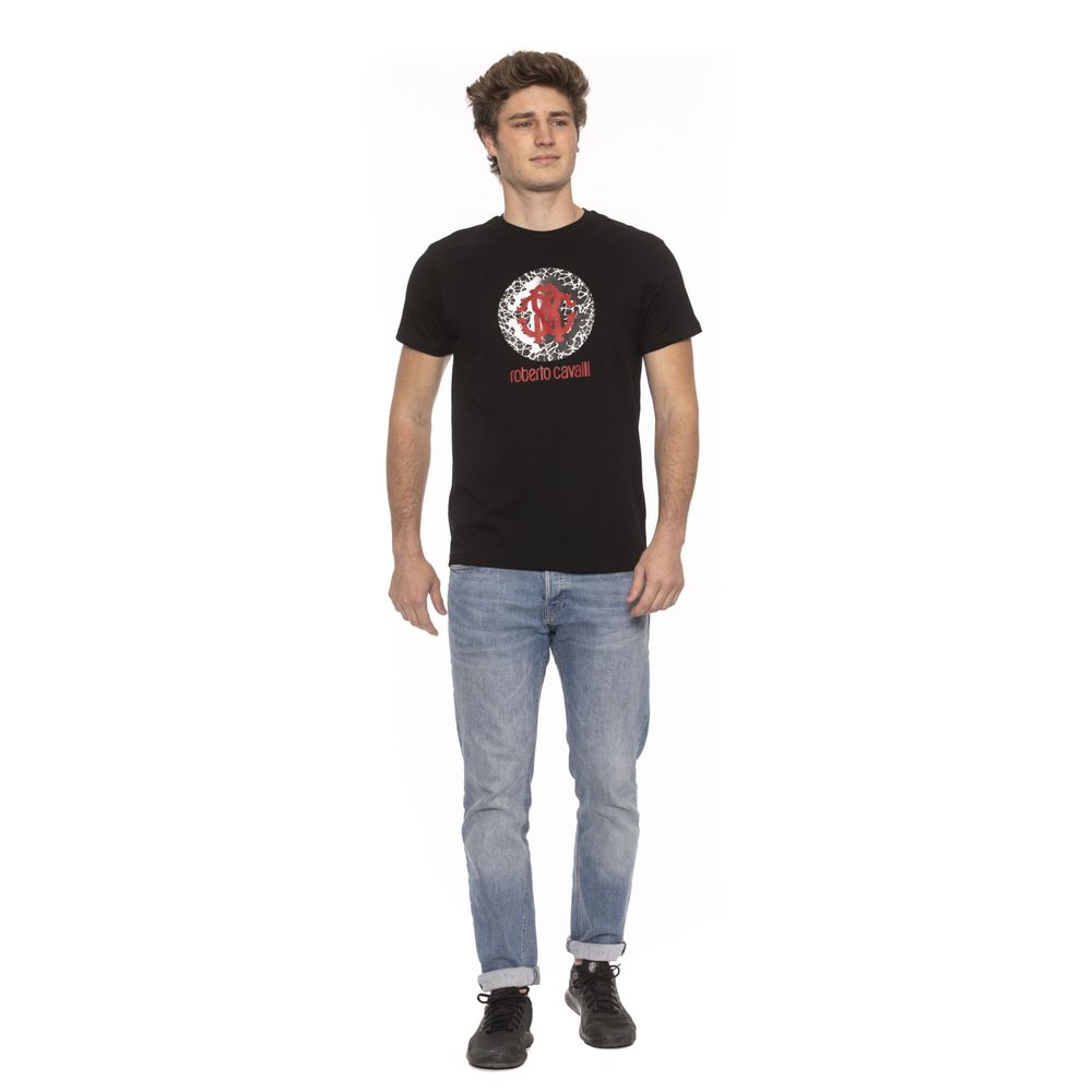 Sleek Black Cotton T-Shirt with Front Logo