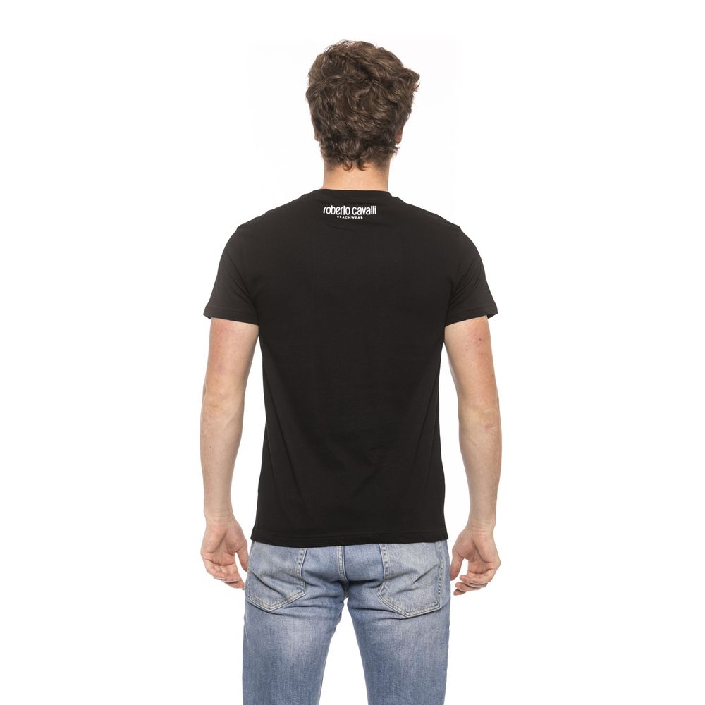 Sleek Black Cotton T-Shirt with Front Logo