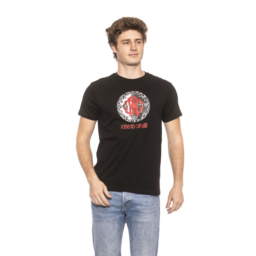 Sleek Black Cotton T-Shirt with Front Logo