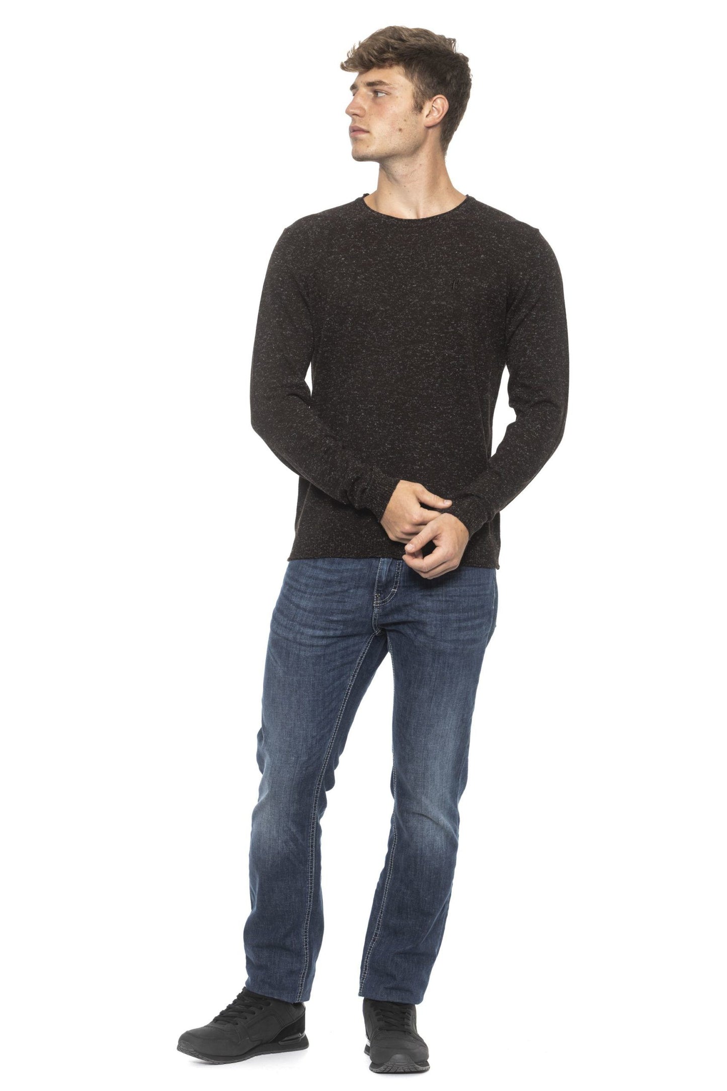 Elegant Melange Crew Neck Men's Sweater