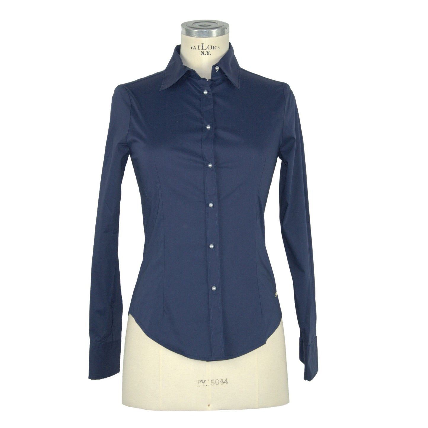 Elegant White Stretch Cotton Long Blouse for Women