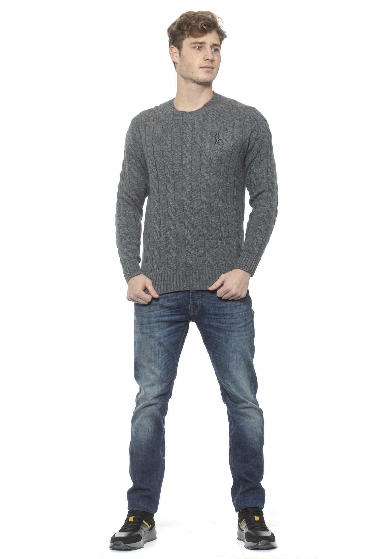 Cashmere Crewneck Intertwined Motif Sweater