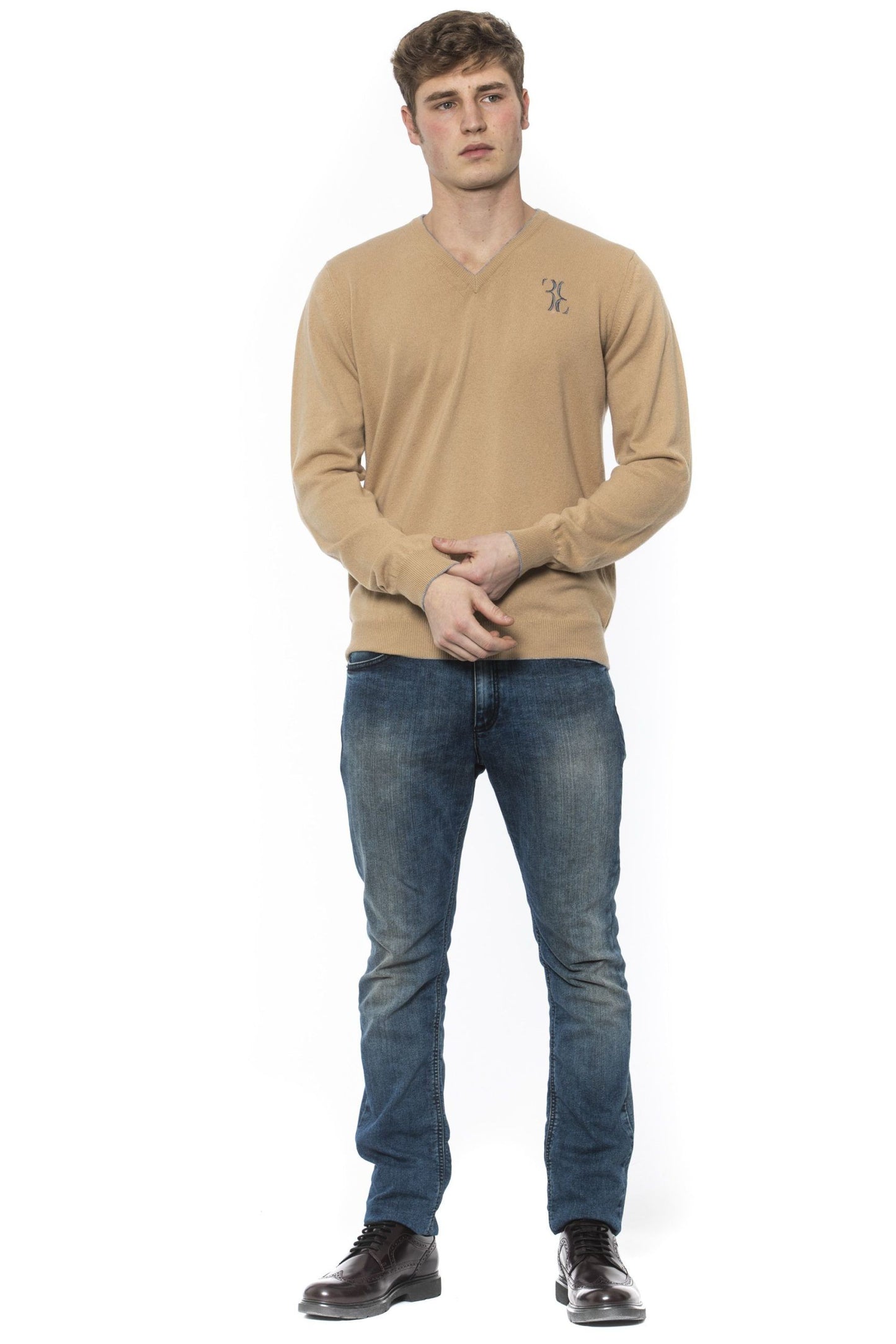 Elegant Cashmere V-neck Men's Sweater