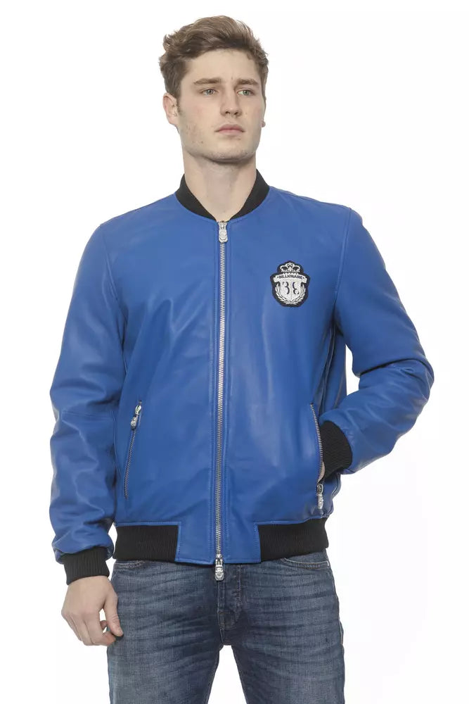 Elegant Leather Bomber Jacket for Men