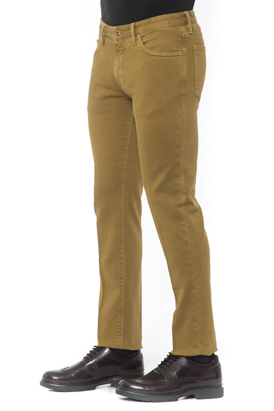 Chic Beige Cotton Stretch Pants