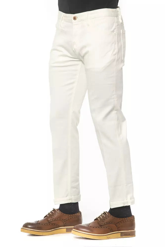 Elegant White Distressed Denim for Men