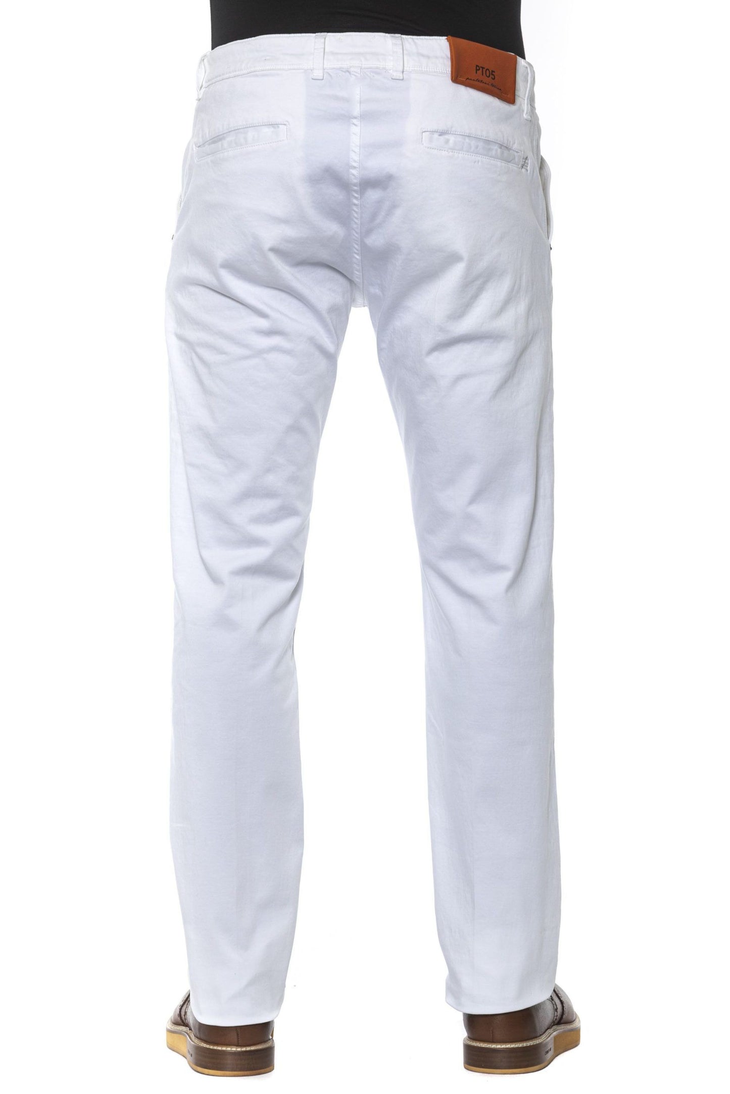 Elegant White Cotton Stretch Trousers