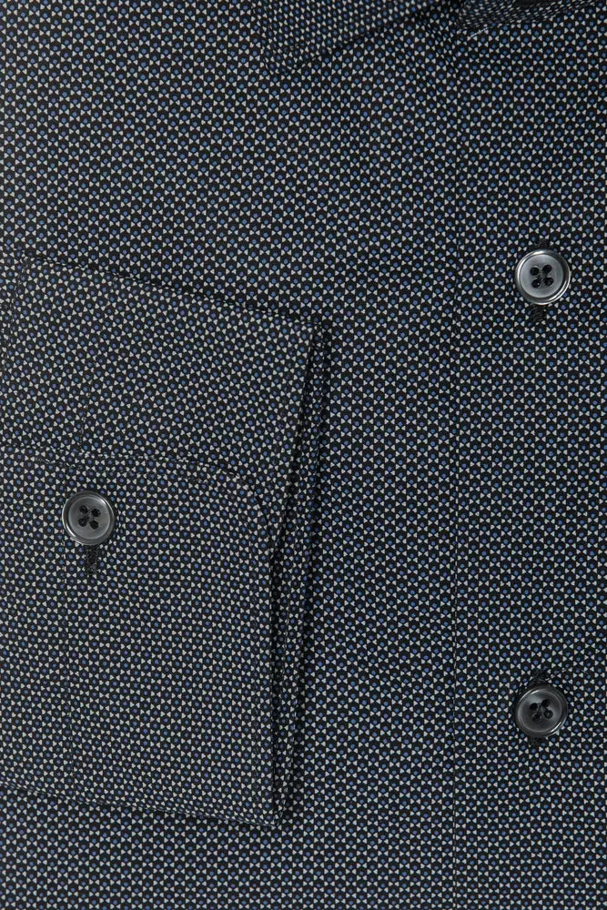 Elegant Black Cotton Slim Collar Shirt