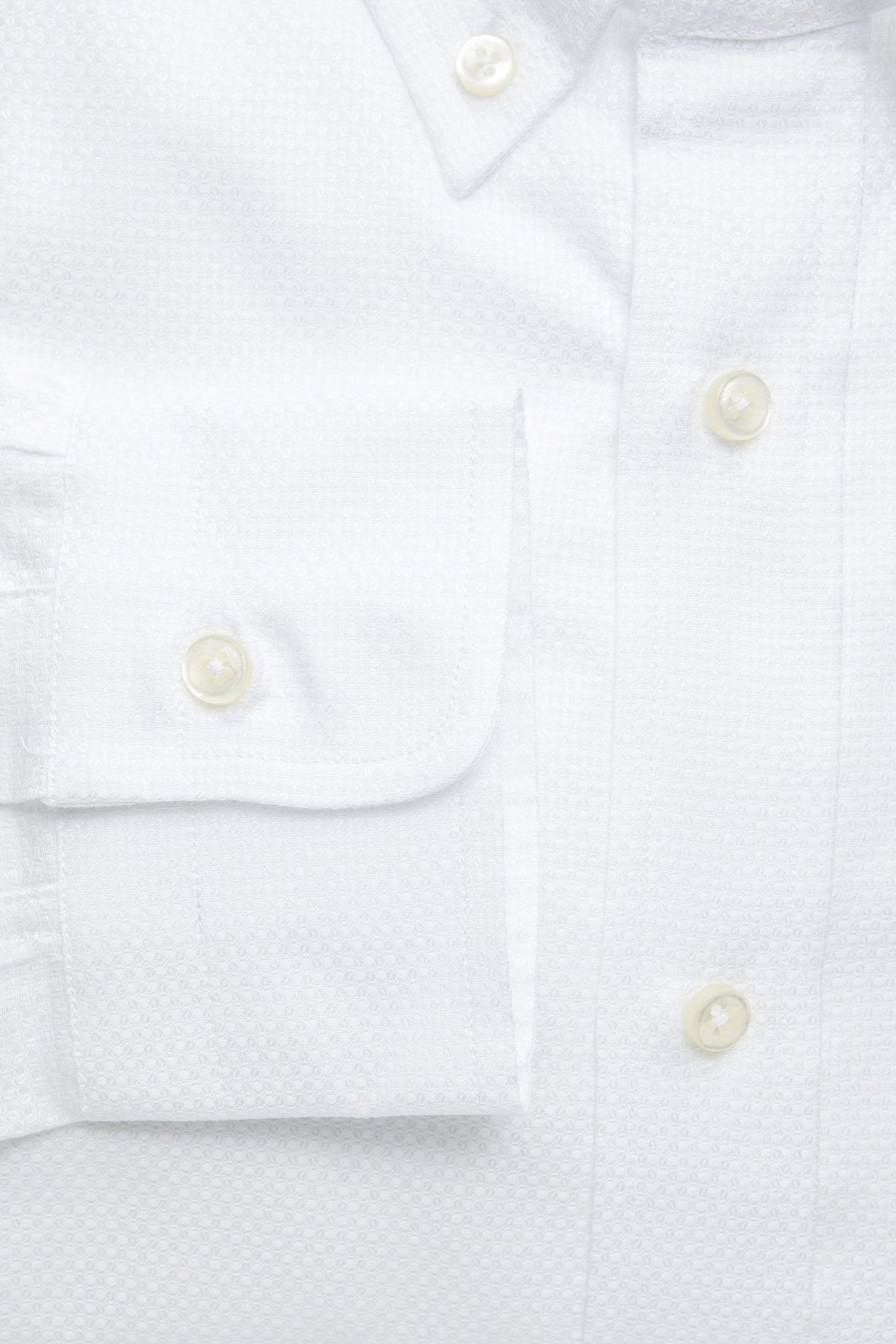 Elegant White Button-Down Regular Shirt