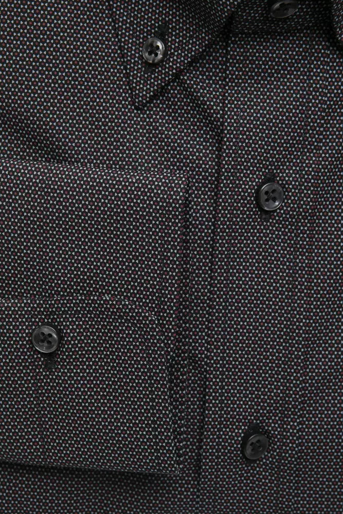 Elegant Cotton Button-Down Shirt in Black