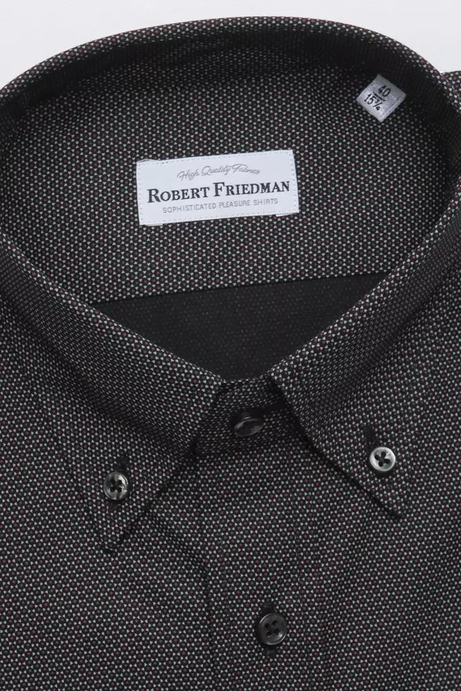 Elegant Cotton Button-Down Shirt in Black