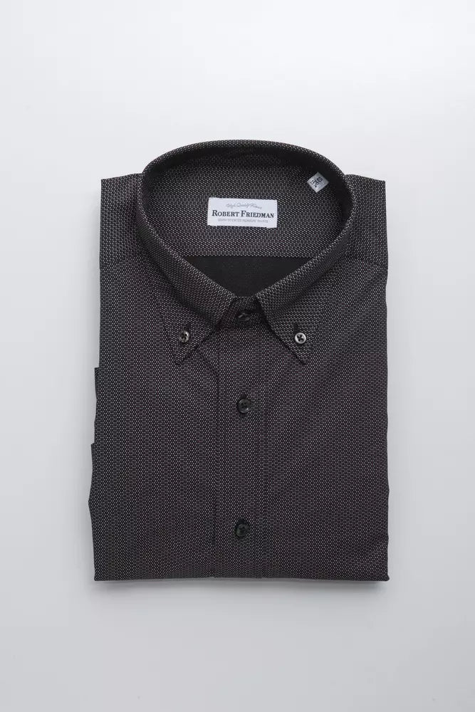 Elegant Cotton Button-Down Shirt in Black