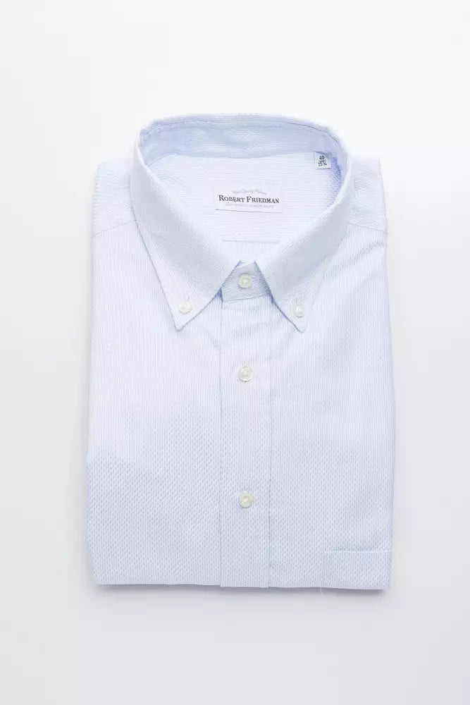 Elegant Light Blue Cotton Button-Down Shirt