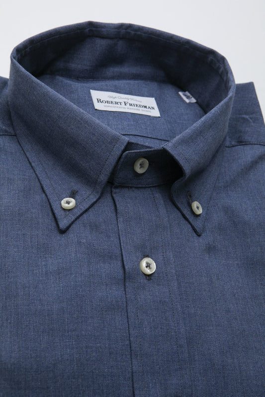 Elegant Blue Cotton Button-Down Shirt
