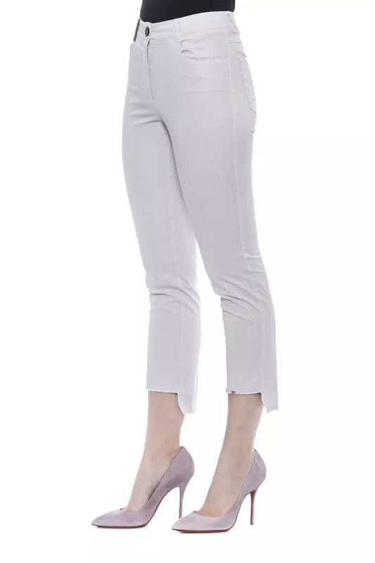 Chic Beige Slim Fit Stretch Trousers