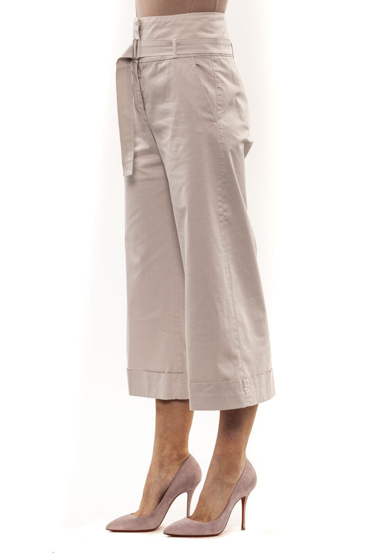 Elegant Beige Palazzo Trousers with Belt
