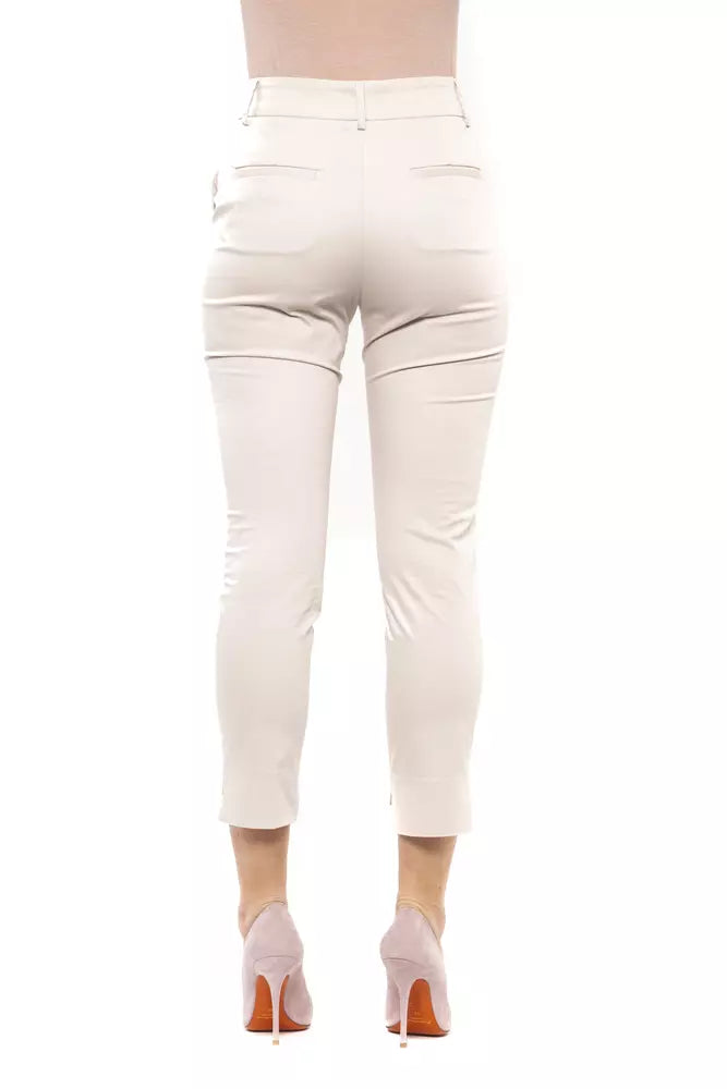 Chic Beige Stretch Slim Fit Trousers