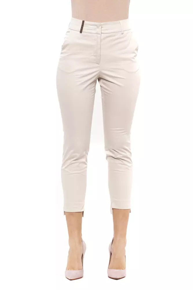 Chic Beige Stretch Slim Fit Trousers