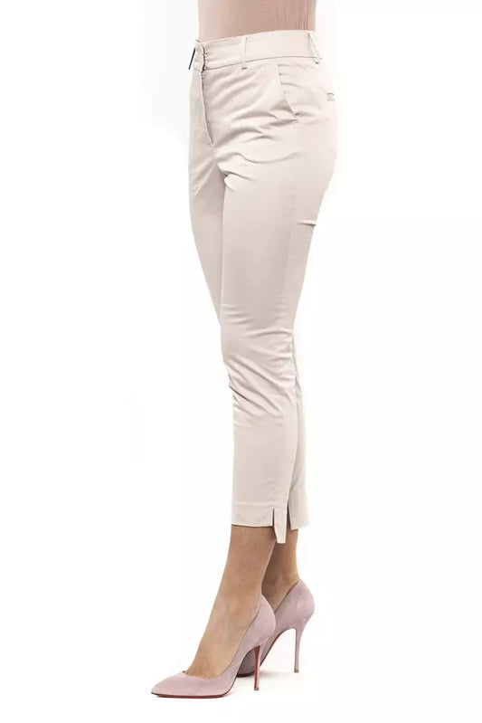 Chic Beige Stretch Slim Fit Trousers