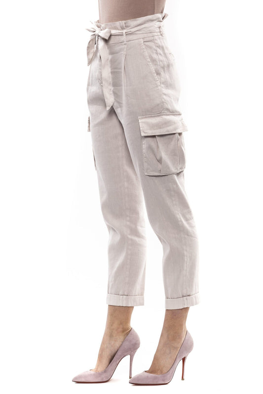 Elegant Beige High-Waisted Trousers