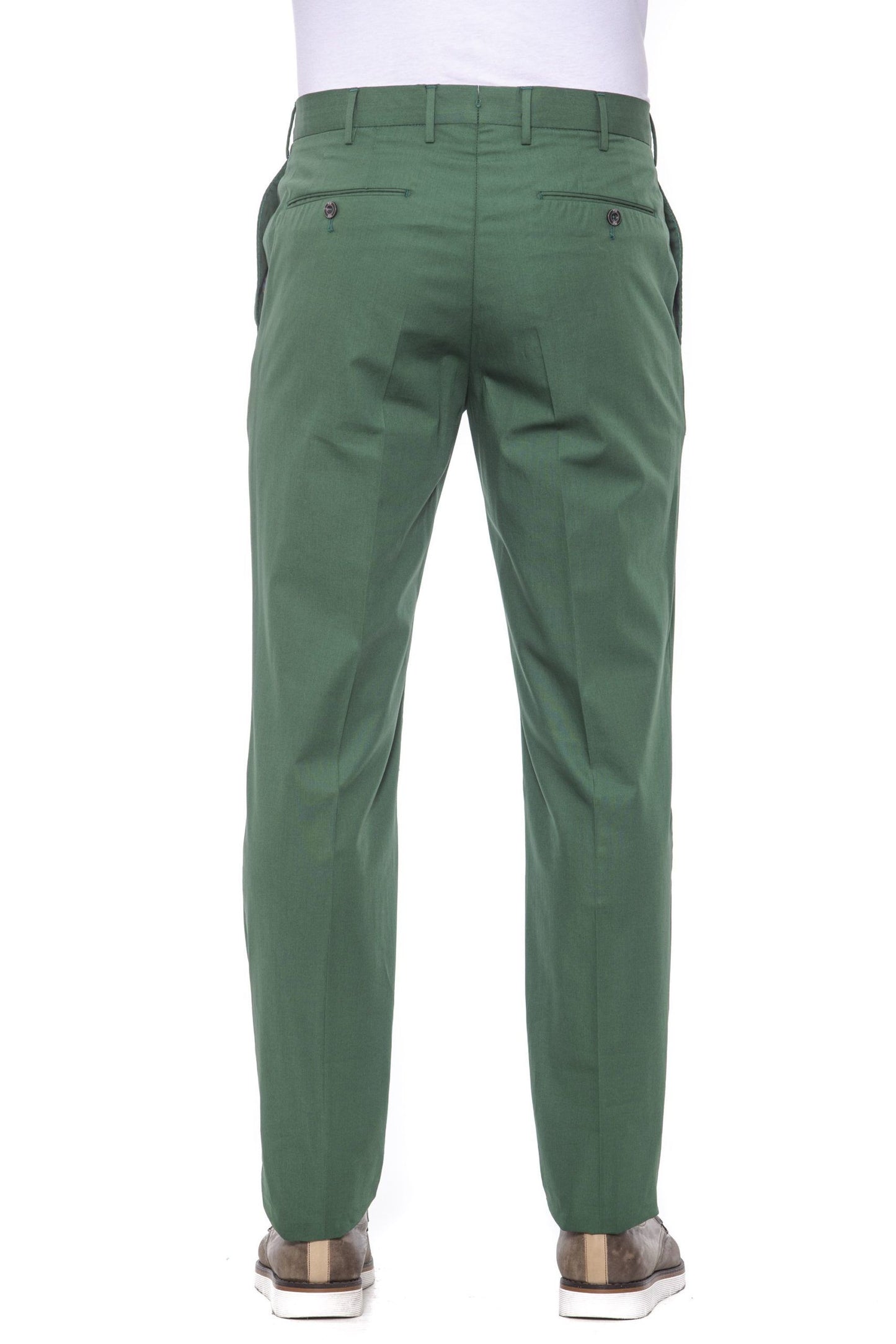 Elegant Green Pleated Men's Trousers