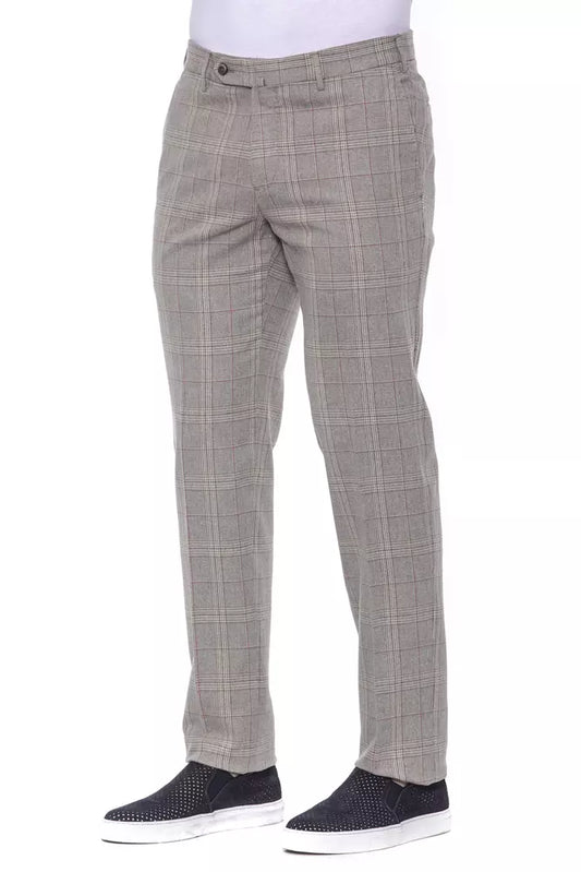 Elegant Beige Prince of Wales Trousers