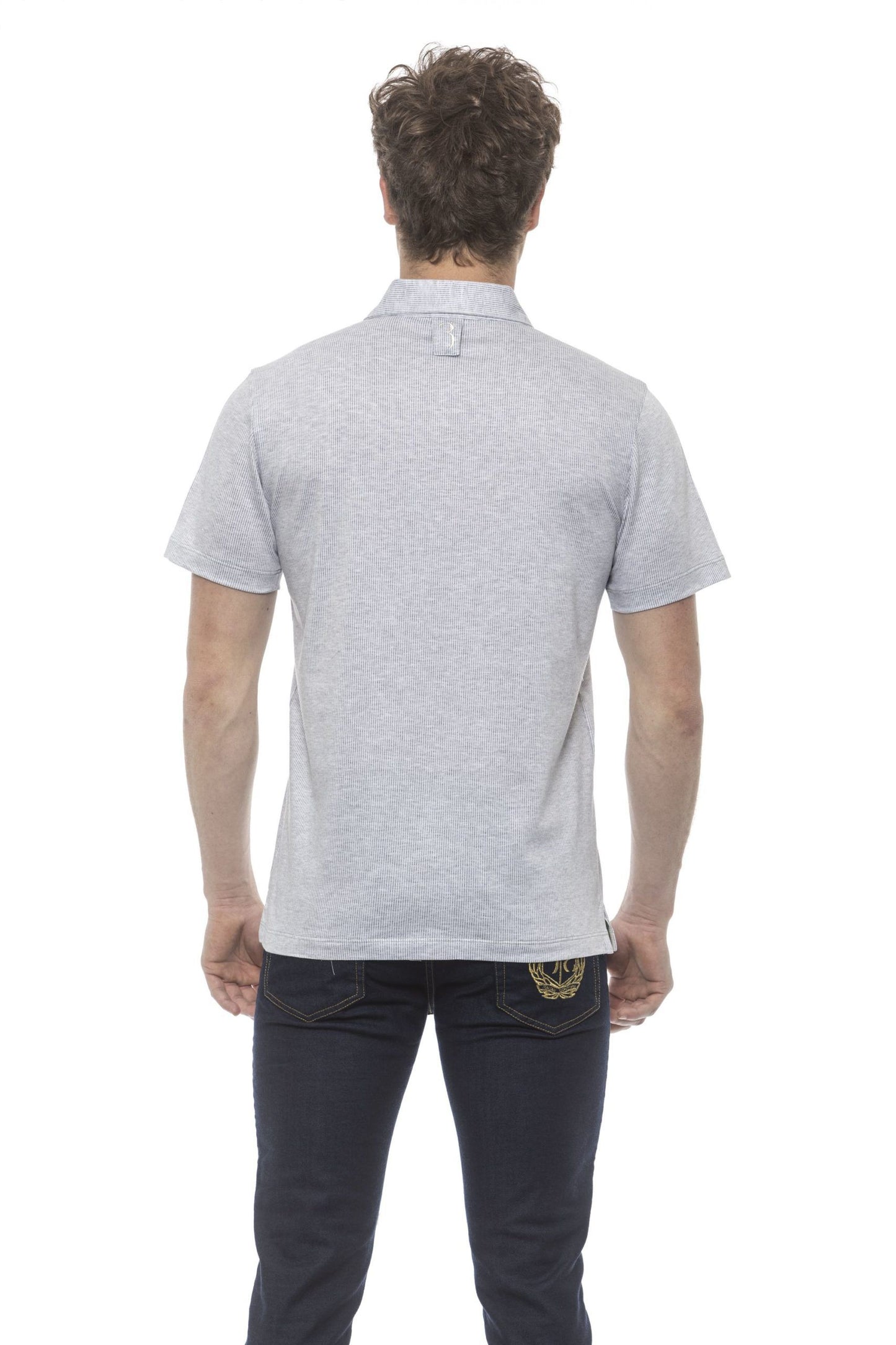Exquisite Gray Embroidered Cotton Polo
