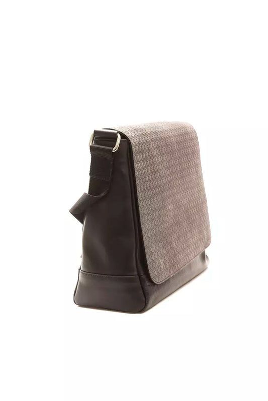 Sleek Black Italian Leather Messenger Bag