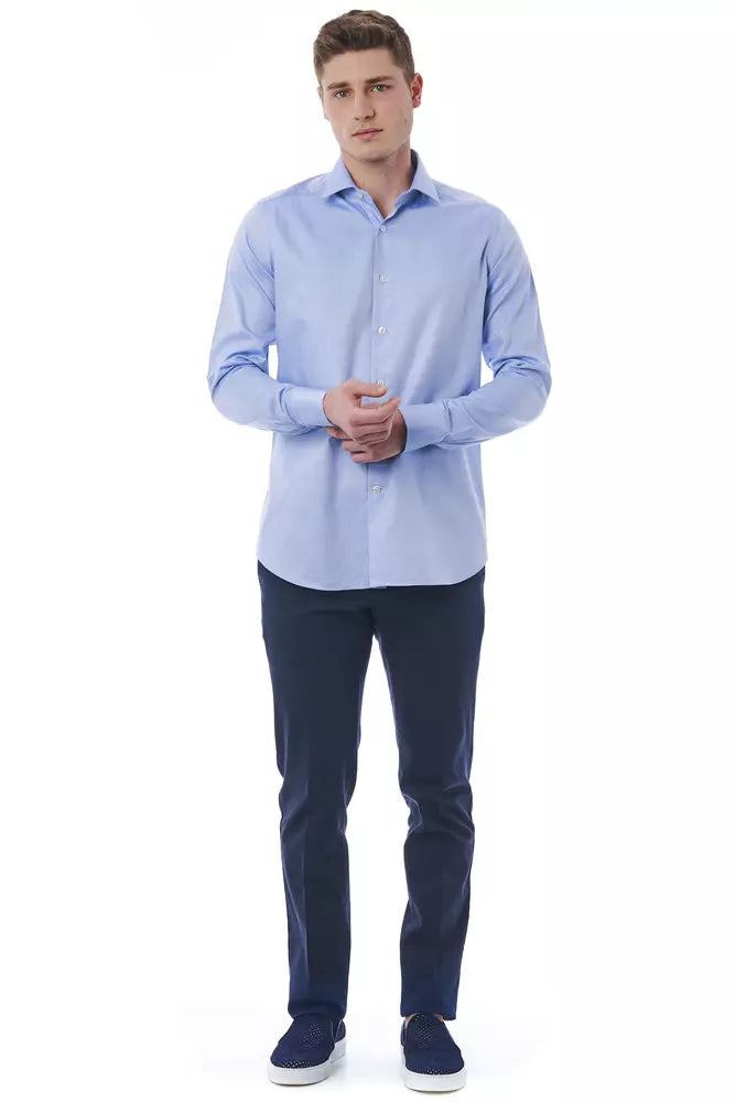 Elegant Light-Blue Slim Fit Shirt for Men