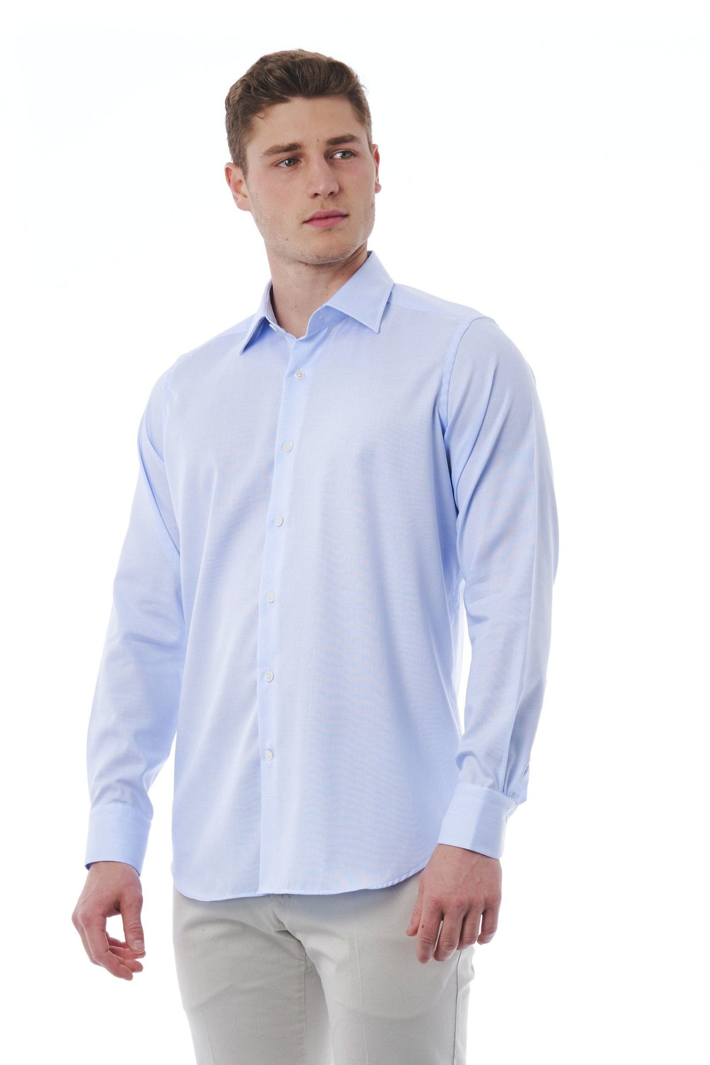 Elegant Light-Blue Cotton Shirt for Men