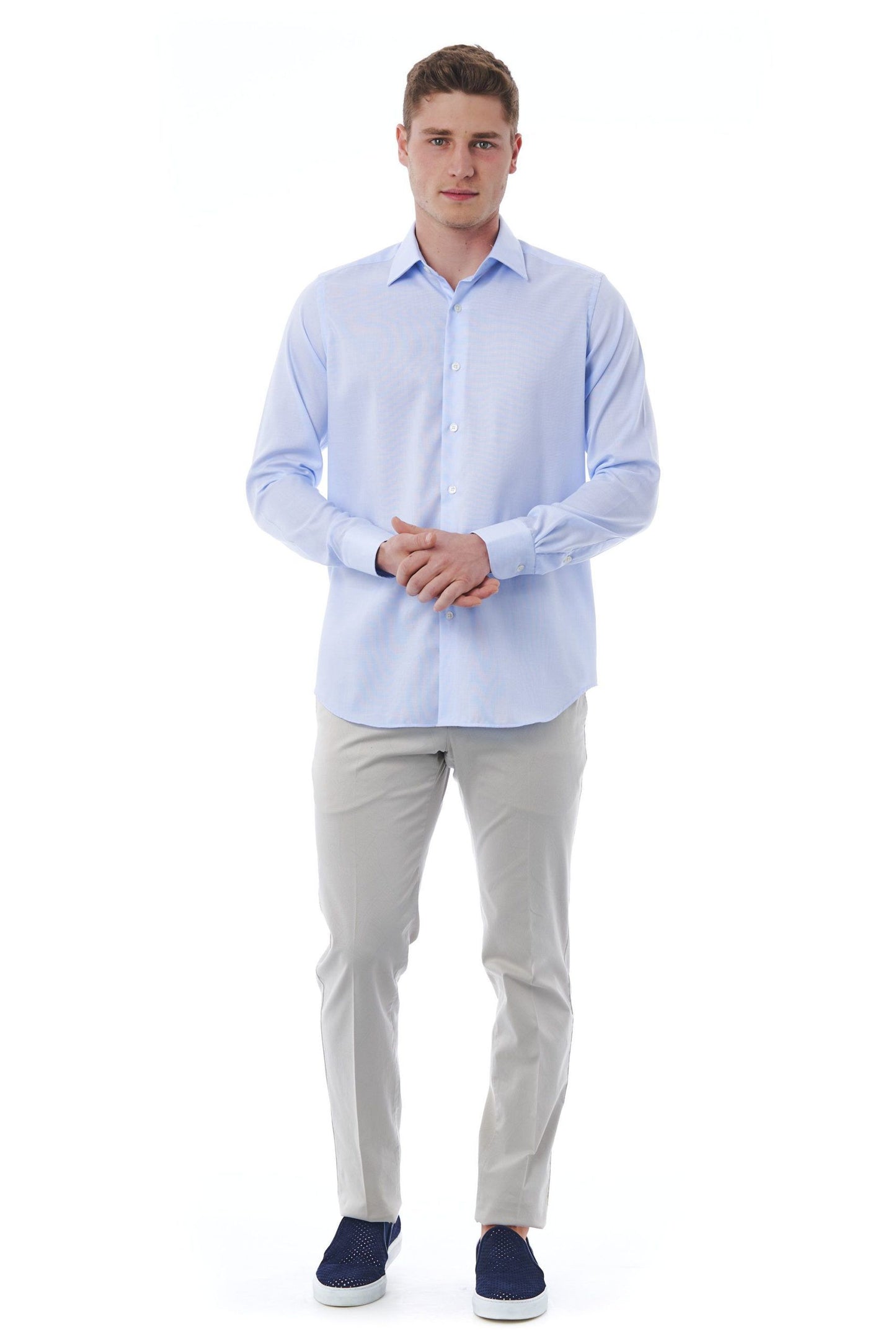 Elegant Light-Blue Cotton Shirt for Men