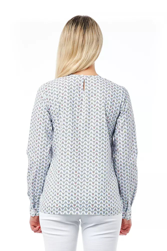 Skull Print Round Neck Cotton Blouse