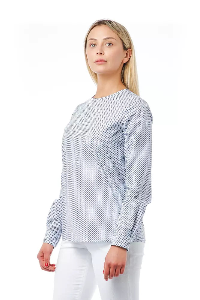 Elegant Light-Blue Cotton Blouse