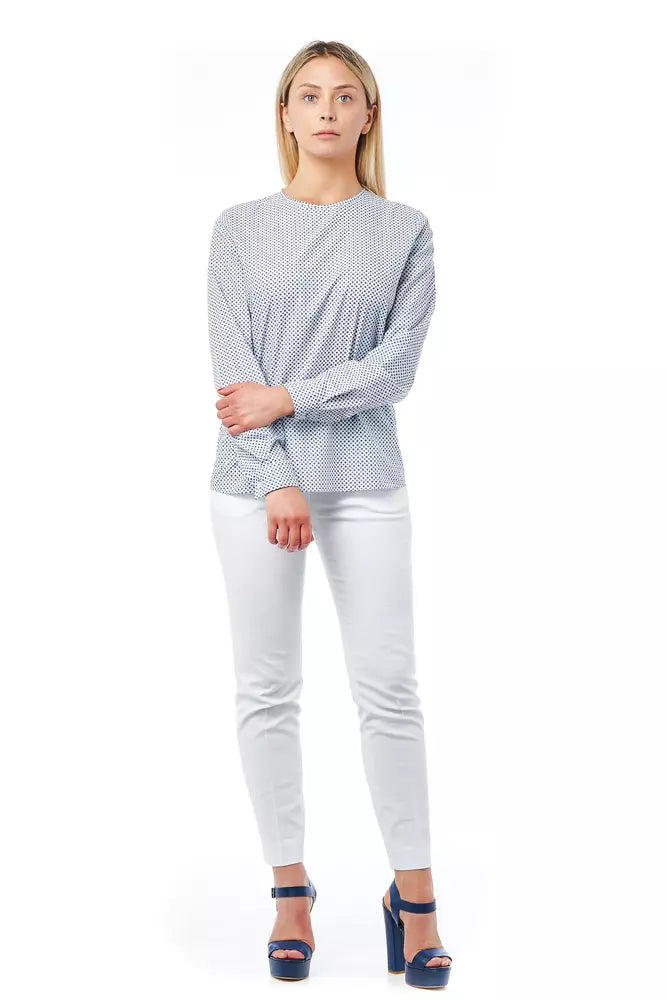 Elegant Light-Blue Cotton Blouse