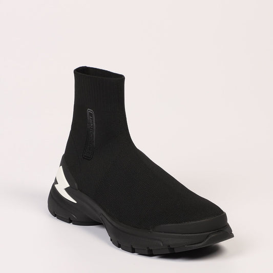 Sleek Black Bolt Sock Sneakers