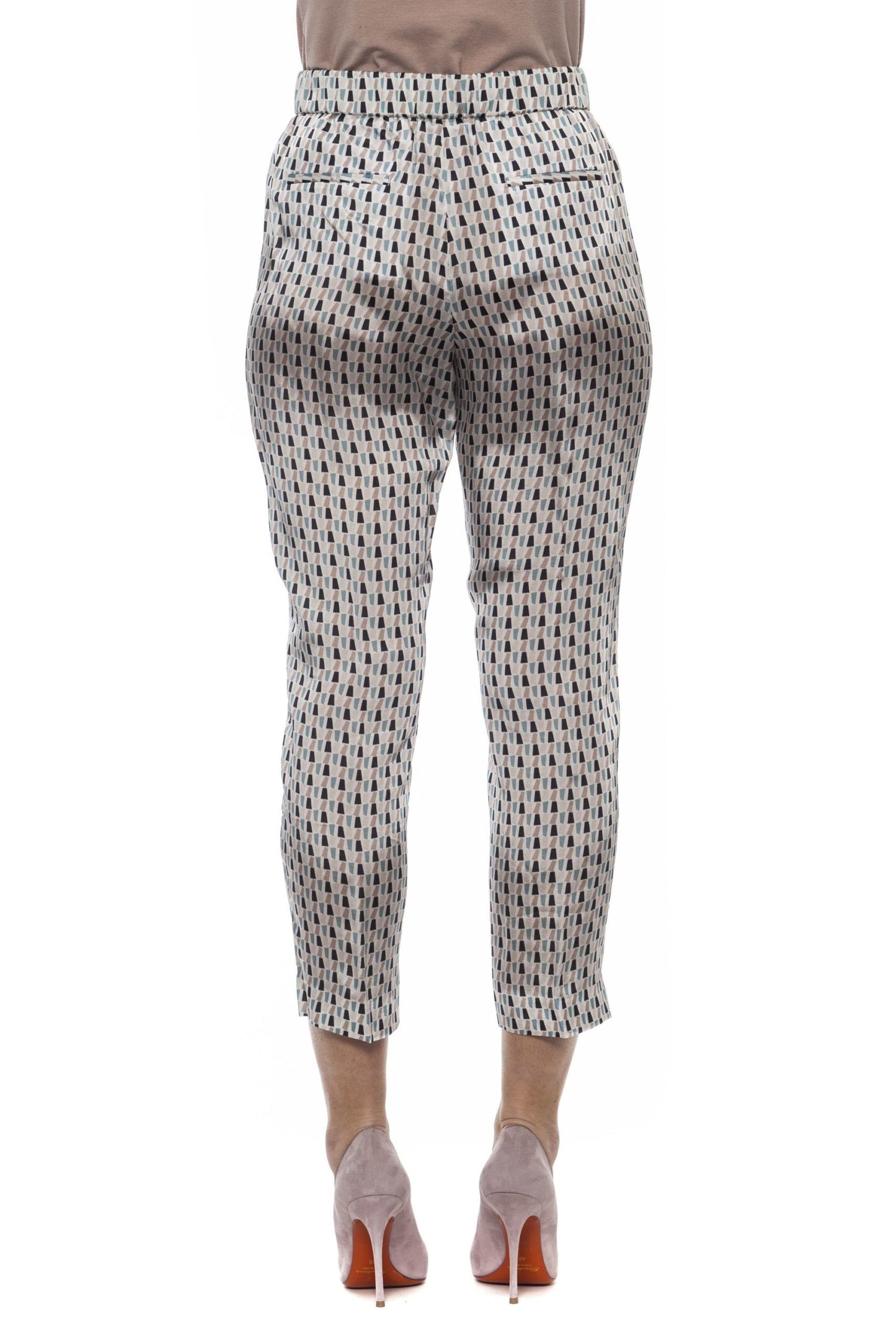 Elegant White Gabardine High-Waist Pants