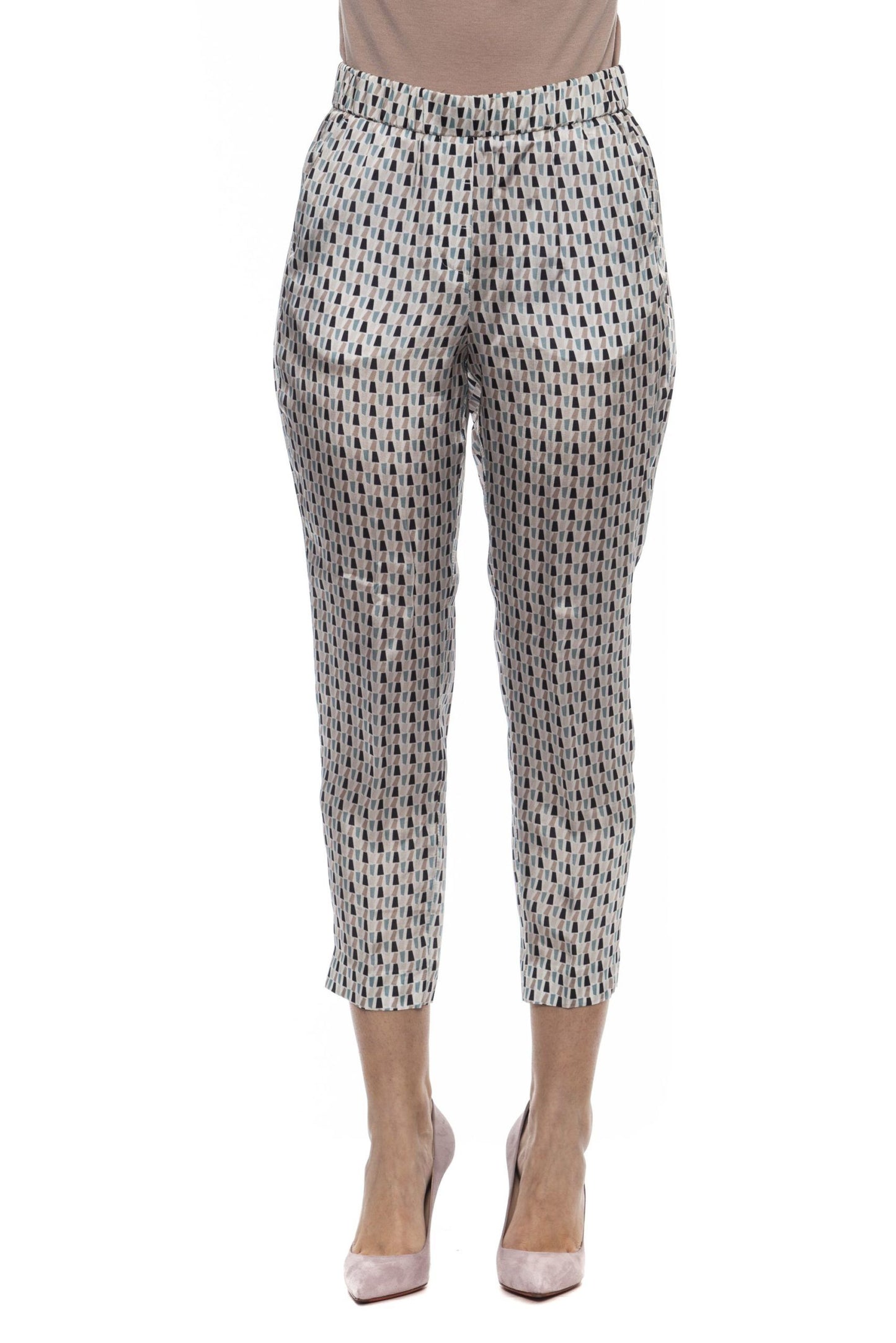 Elegant White Gabardine High-Waist Pants