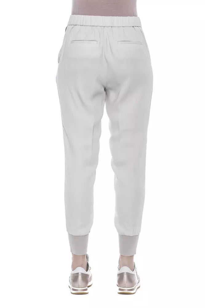 Elegant Beige Gabardine Trousers with Pockets