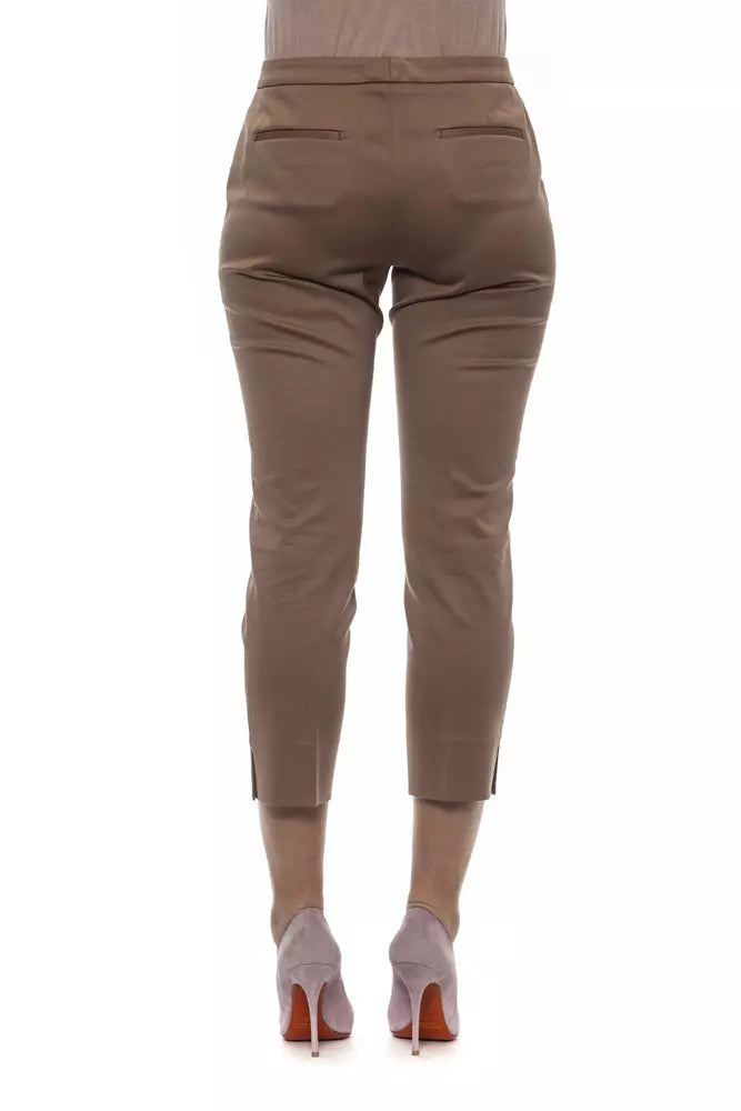 Chic Beige Ankle Trousers with Adherent Fit